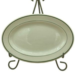 Tepco Restaurant Ware Rare 9.5” Dinner Platter Green Bands Off White